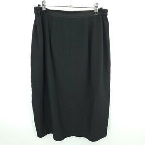 VTG Anne French 100% Silk Knee Length Skirt M/L/8 Black